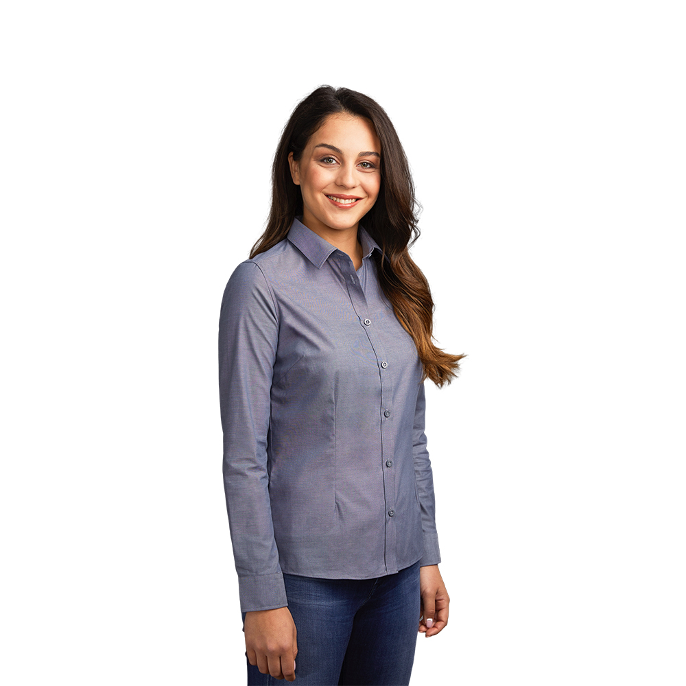 Oxford Langarm-Bluse Damen, Charcoal, XL