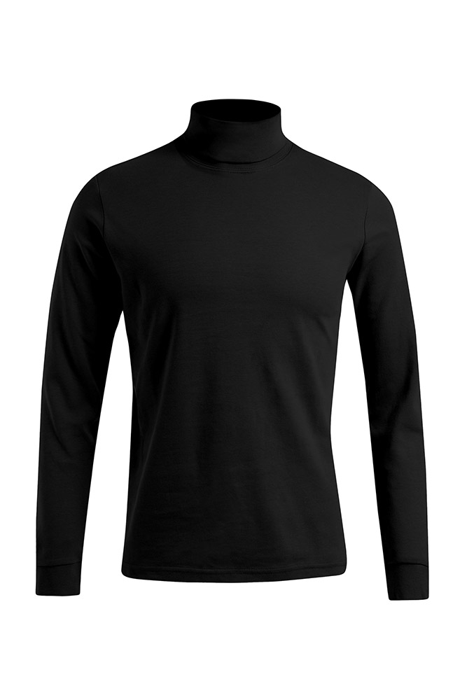 Rollkragen Langarmshirt Plus Size Herren, Schwarz, XXXL