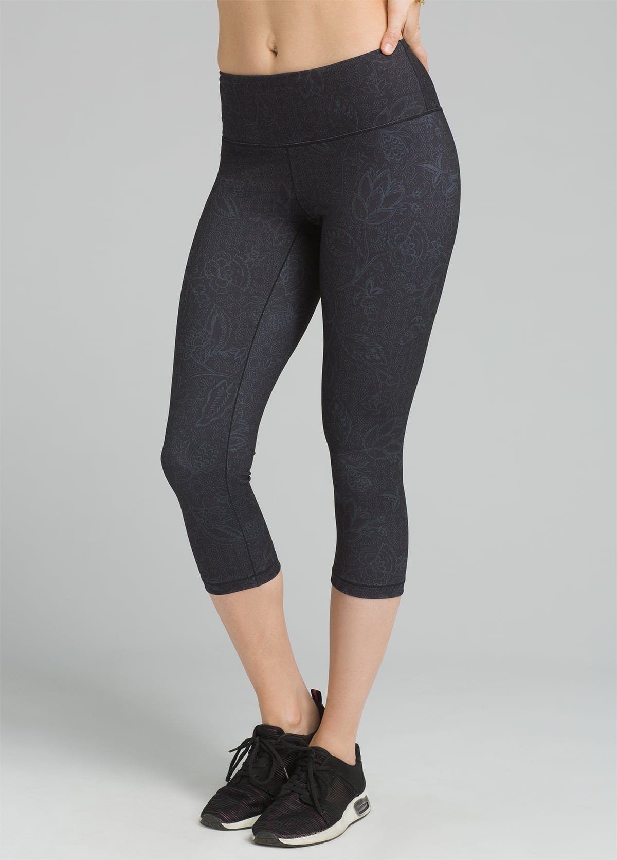 Prana Pillar Printed Capri - Recycled Polyester, Black Rosewood / XS