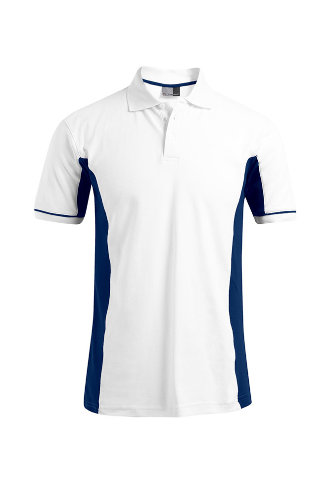 Funktions Kontrast Poloshirt Plus Size Herren, Weiß-Indigoblau, XXXL