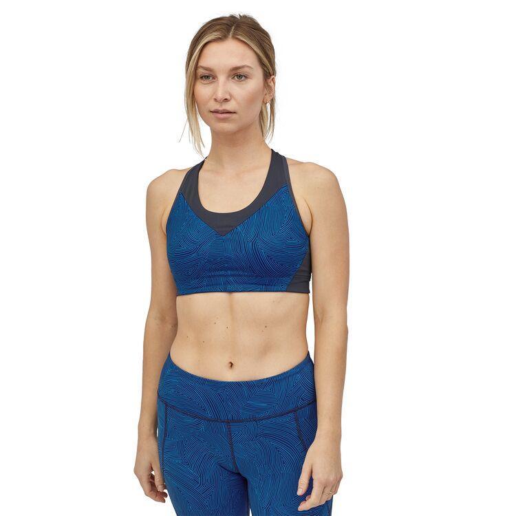 Patagonia Women's Wild Trails Sports Bra - Recycled Polyester, Terraced Fields: Bayou Blue / XS