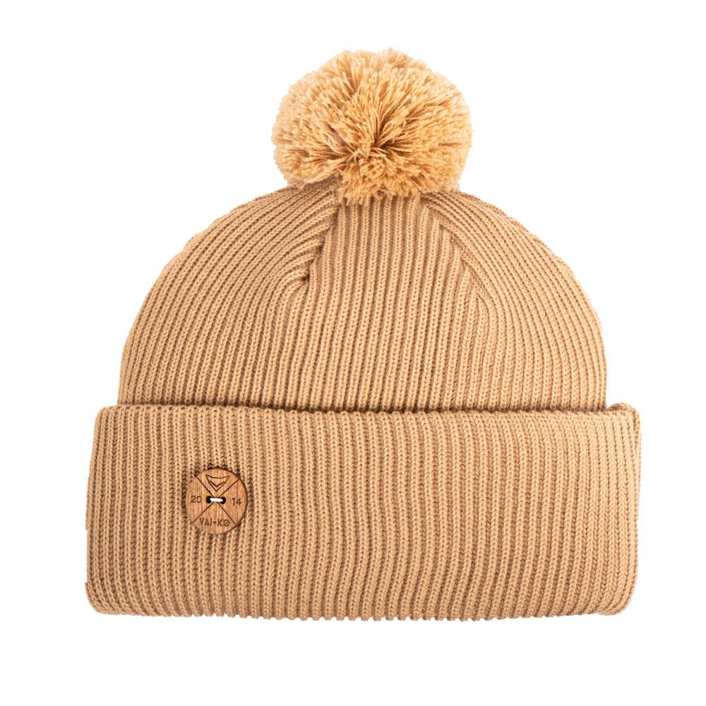 VAI-KØ Timberjack Pom Beanie - Merino Wool, Almond