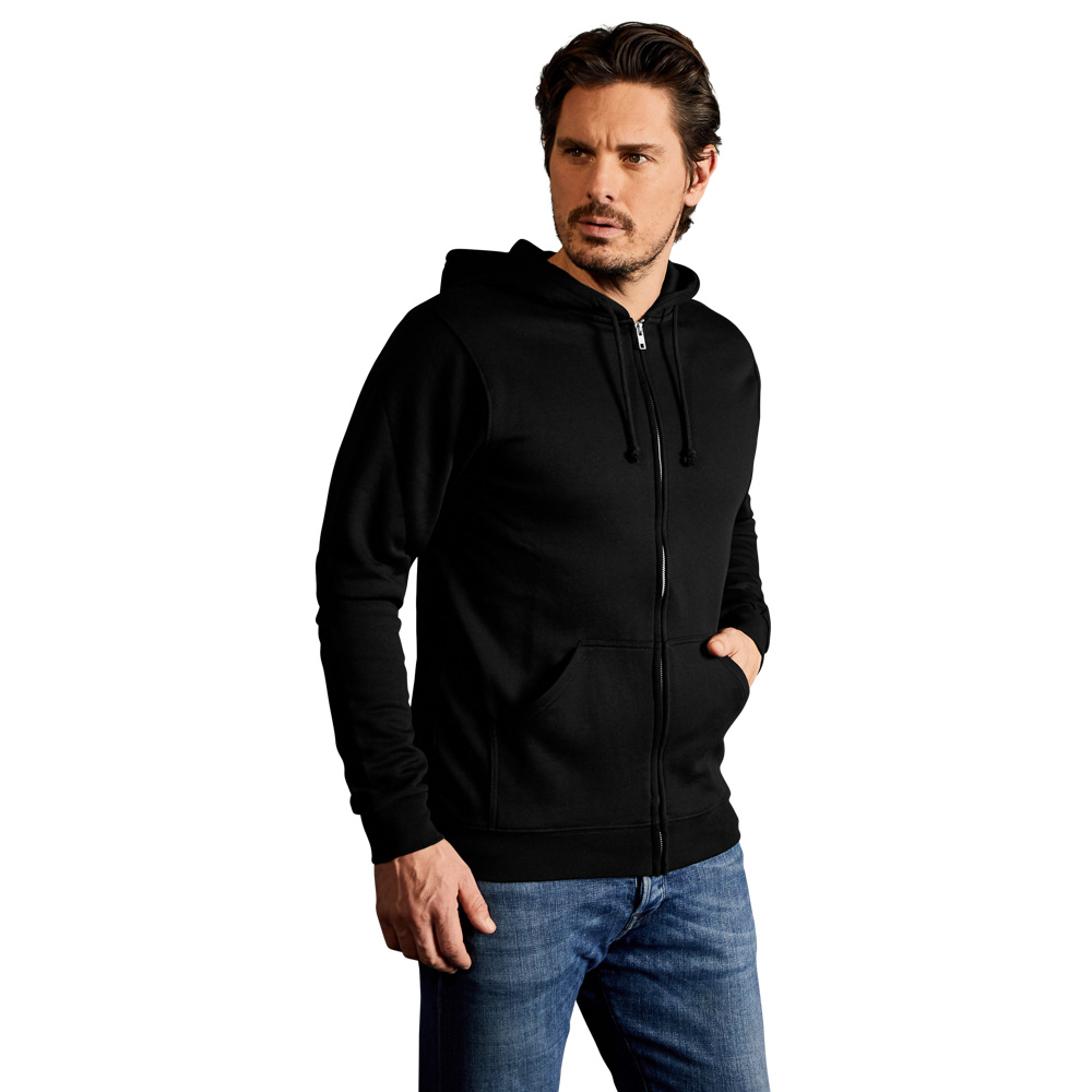 Baumwoll Zip Hoodie Jacke Herren Sale, Schwarz, XXL