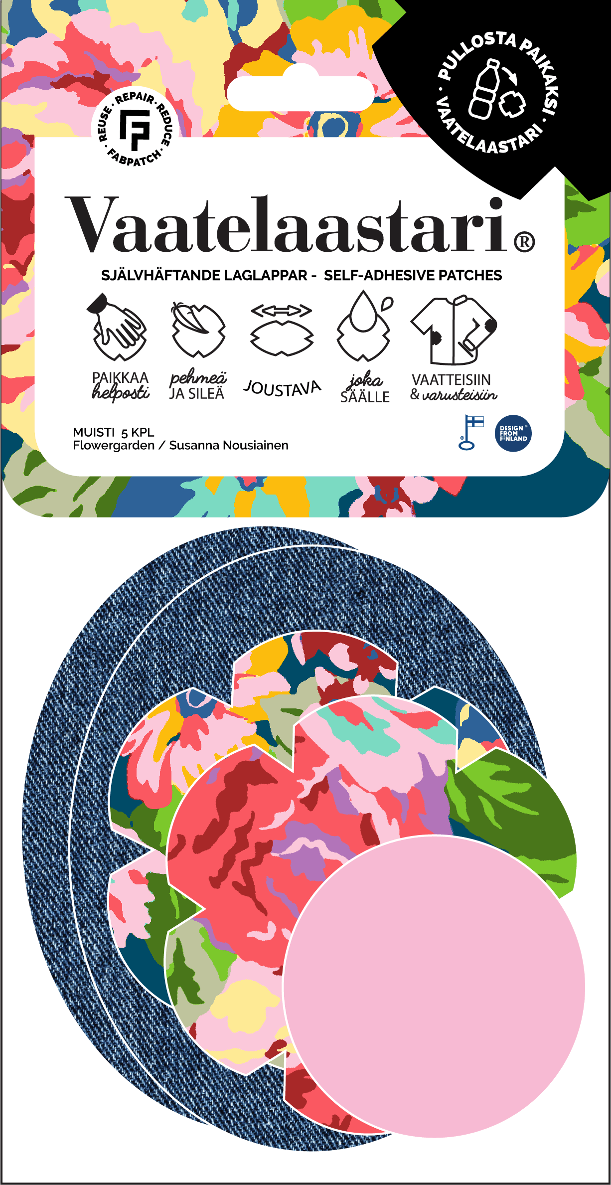 Vaatelaastari Muisti 5pcs - FabPatch from recycled polyester