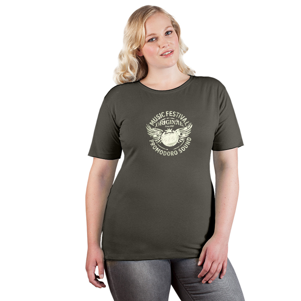 Print "promodoro sound" Premium T-Shirt Plus Size Damen, Khaki, XXXL