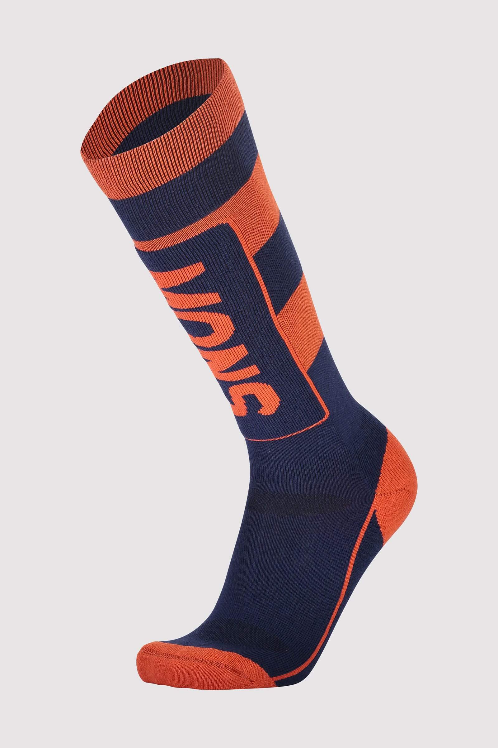 Mons Royale Men's Mons Tech Cushion Sock - Merino Wool, Navy / Orange Smash / M (42-44)