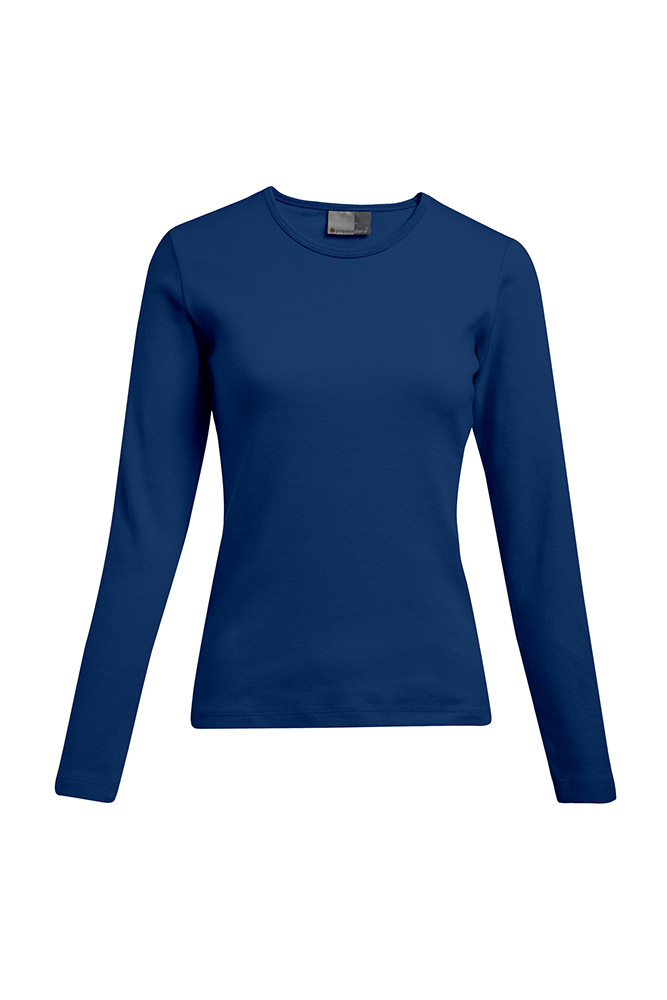 Interlock Langarmshirt Plus Size Damen Sale, Indigoblau, XXL