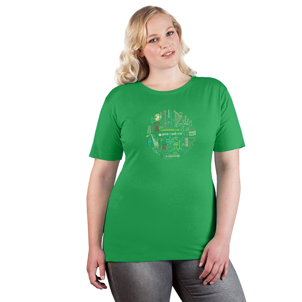 Print "promodoro orchestra" Premium T-Shirt Plus Size Damen, Dunkelgrün, XXXL