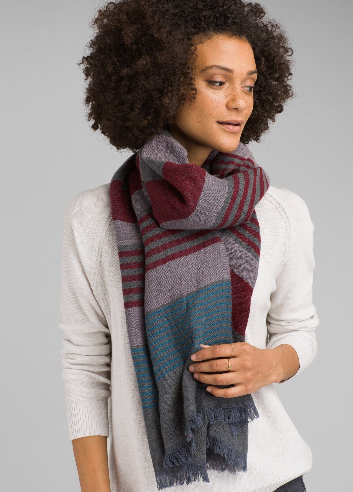 Prana Women's Flora Scarf - 40 % Wool, Grey Blue