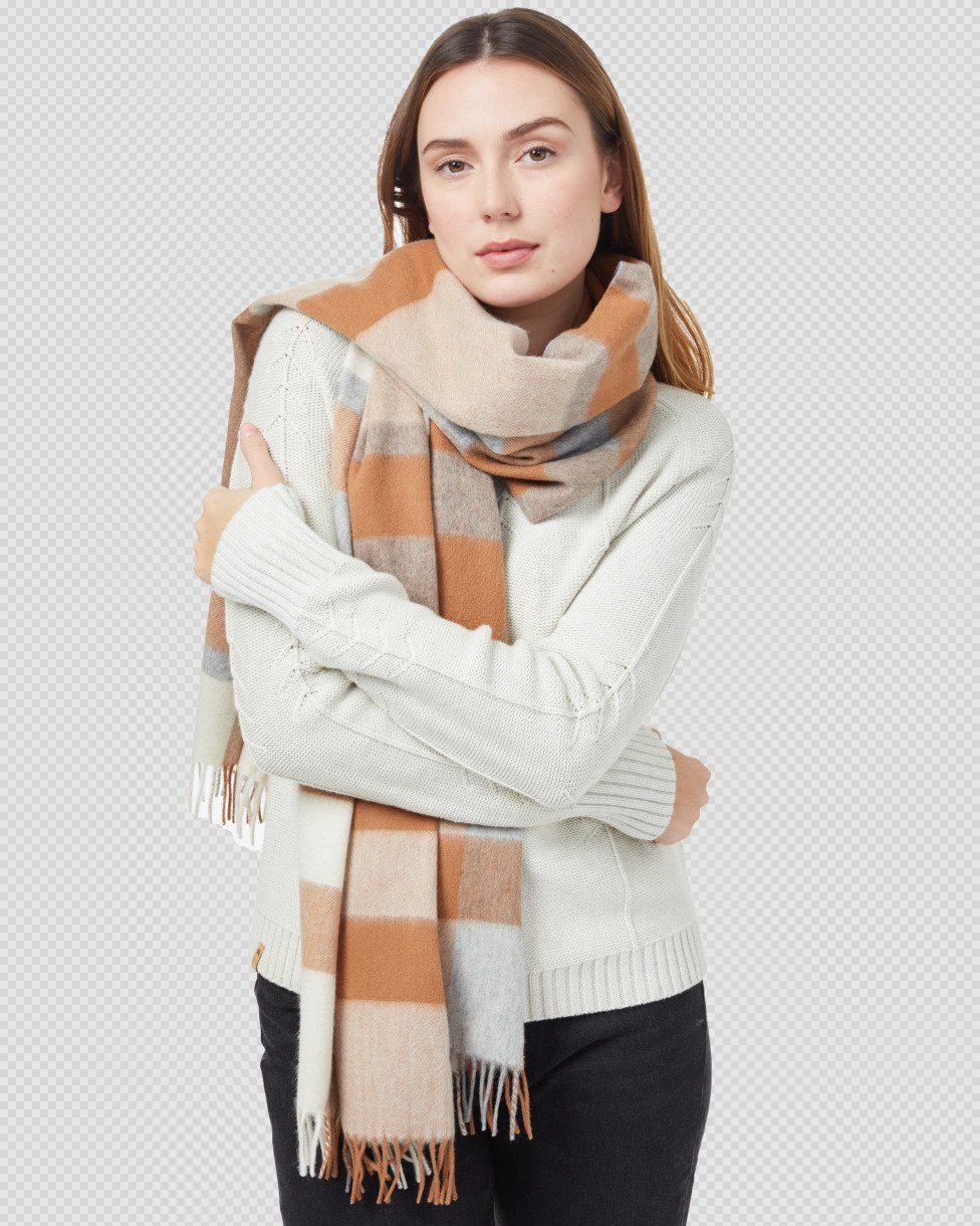 Tentree RWS Wool Woven Plaid Scarf, Cartouche Brown/Elm White Heather