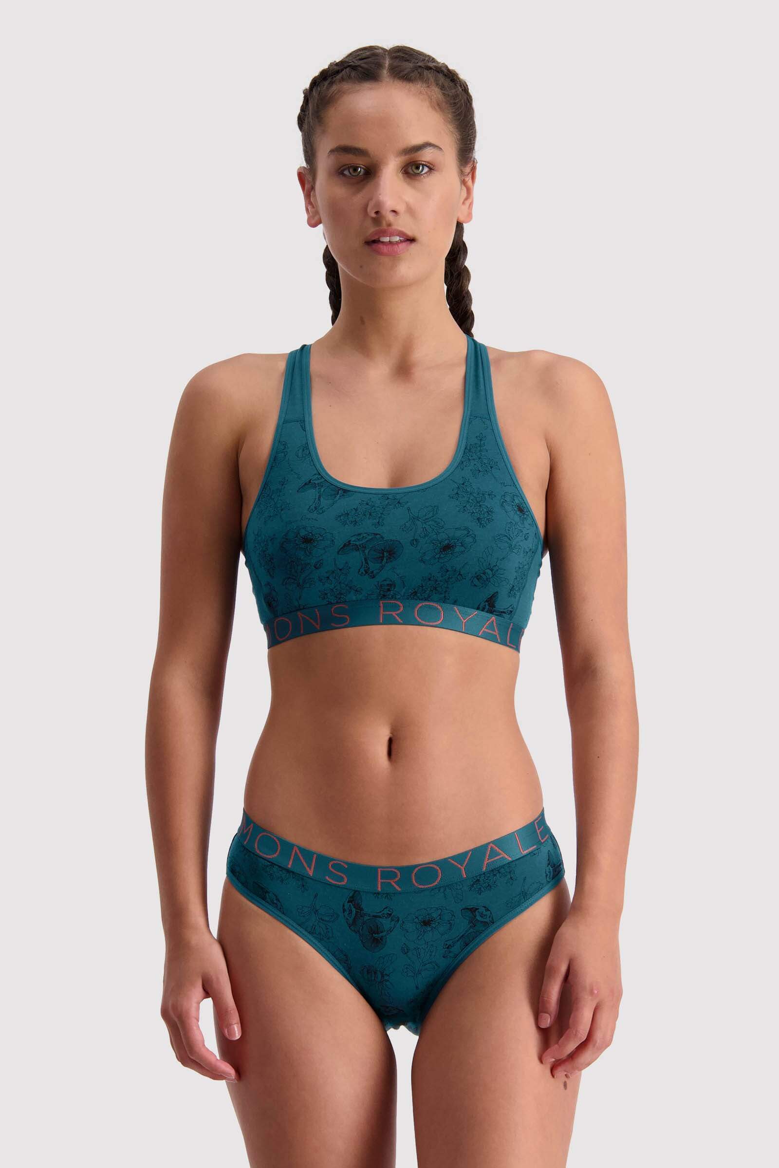 Mons Royale Women's Sierra Sports Bra - Merino wool, Forest Alchemy / XS