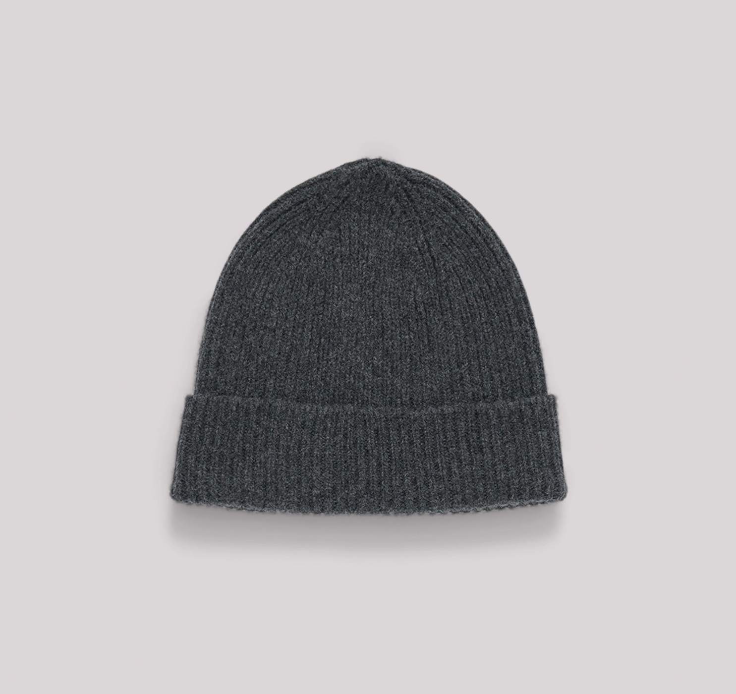 Organic Basics Unisex Recycled Wool Beanie, Charcoal Melange