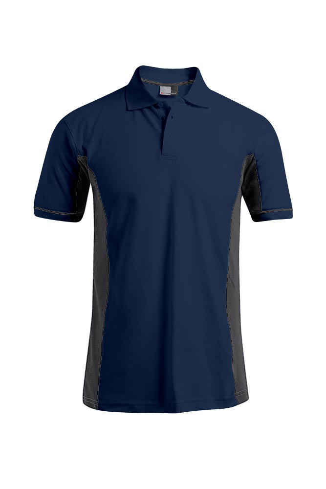 Funktions Kontrast Poloshirt Plus Size Herren, Marineblau-Hellgrau, XXXL