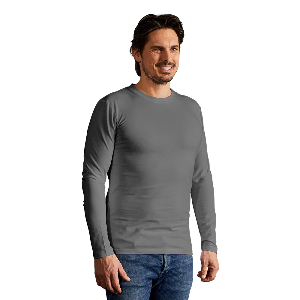Slim-Fit Langarmshirt Herren Sale, Hellgrau, L