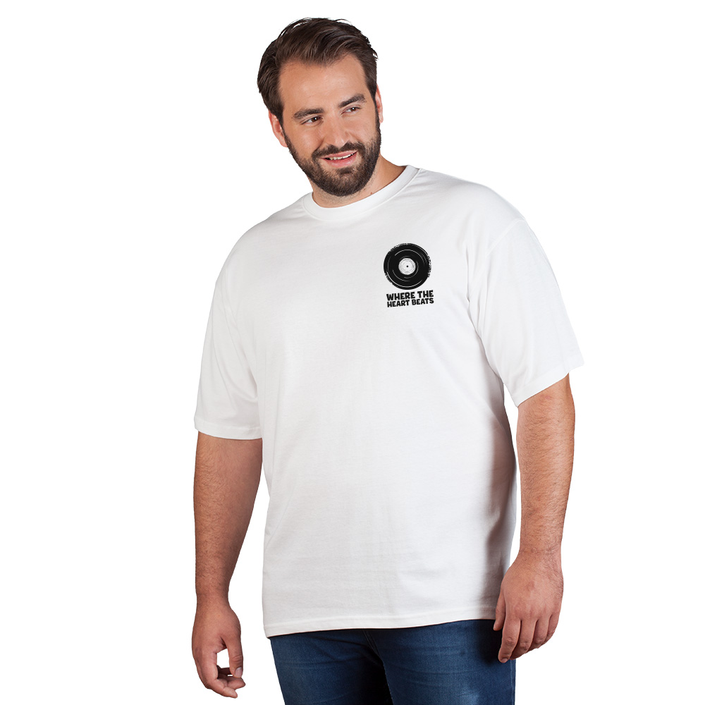 Print "promodoro heart beats" Premium T-Shirt Plus Size Herren, Weiß, XXXL