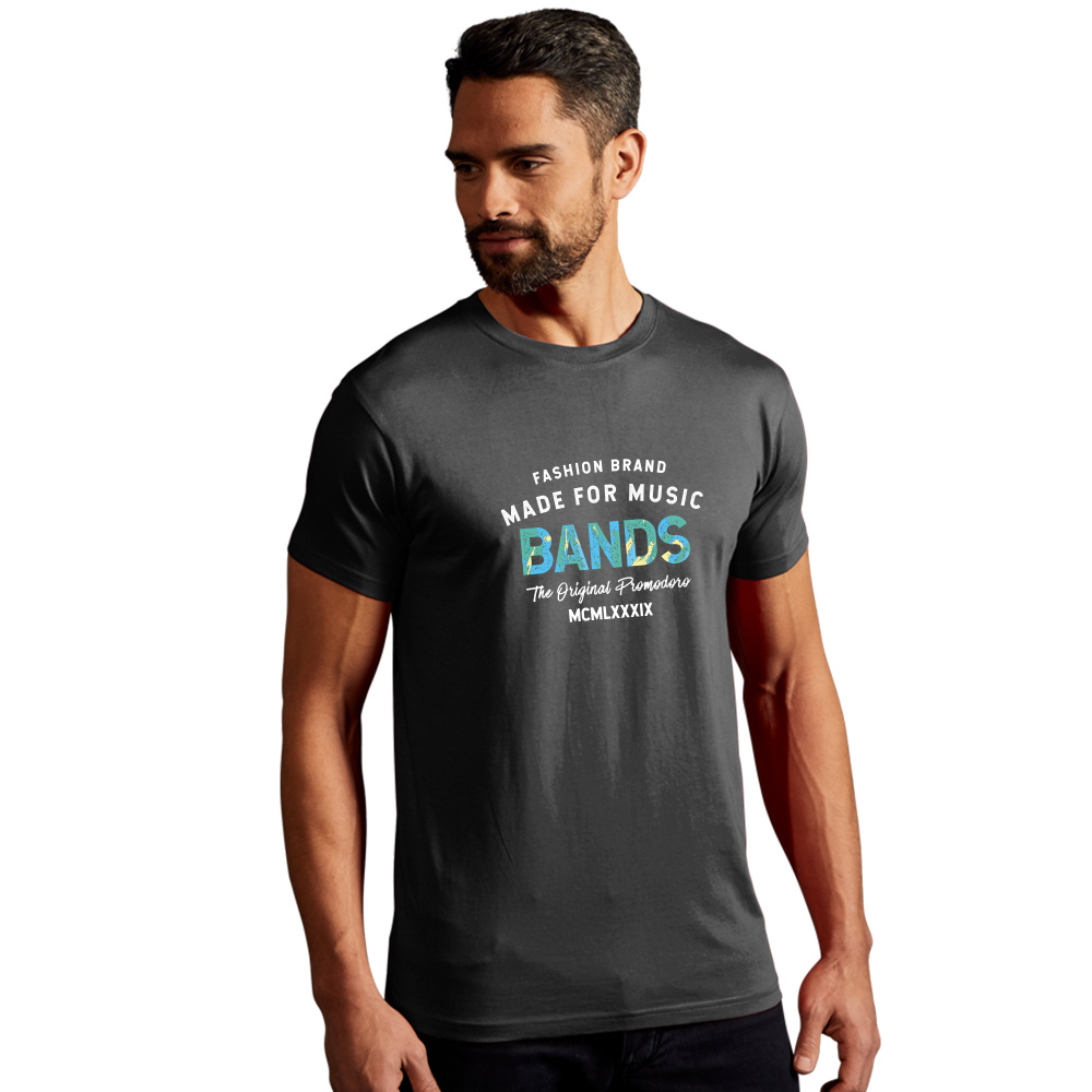 Print "promodoro made for music bands" Premium T-Shirt Herren, Stahlgrau, XL