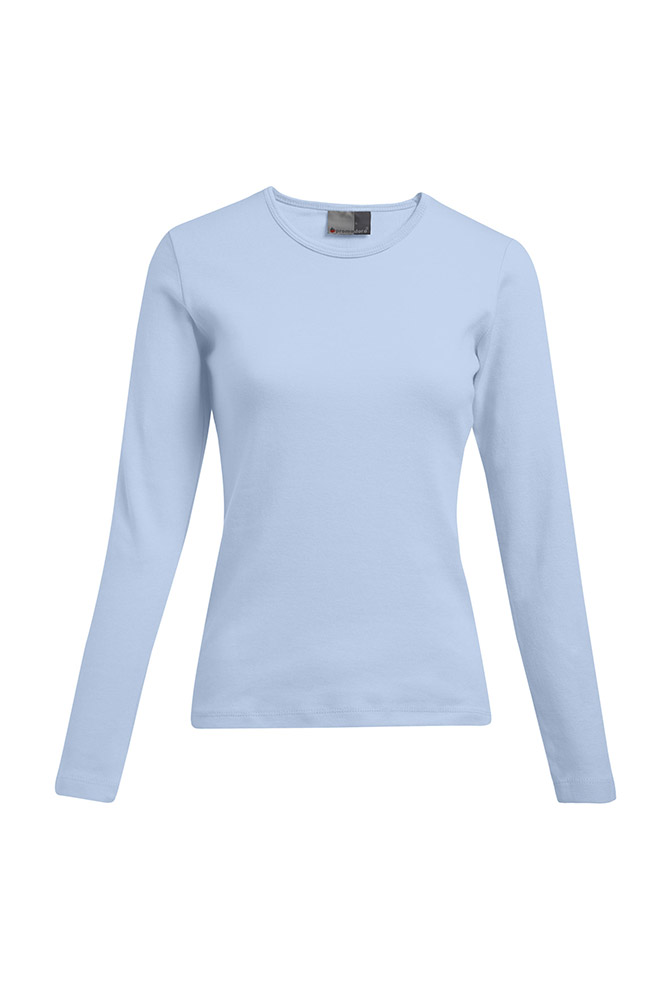 Interlock Langarmshirt Plus Size Damen Sale, Babyblau, XXL
