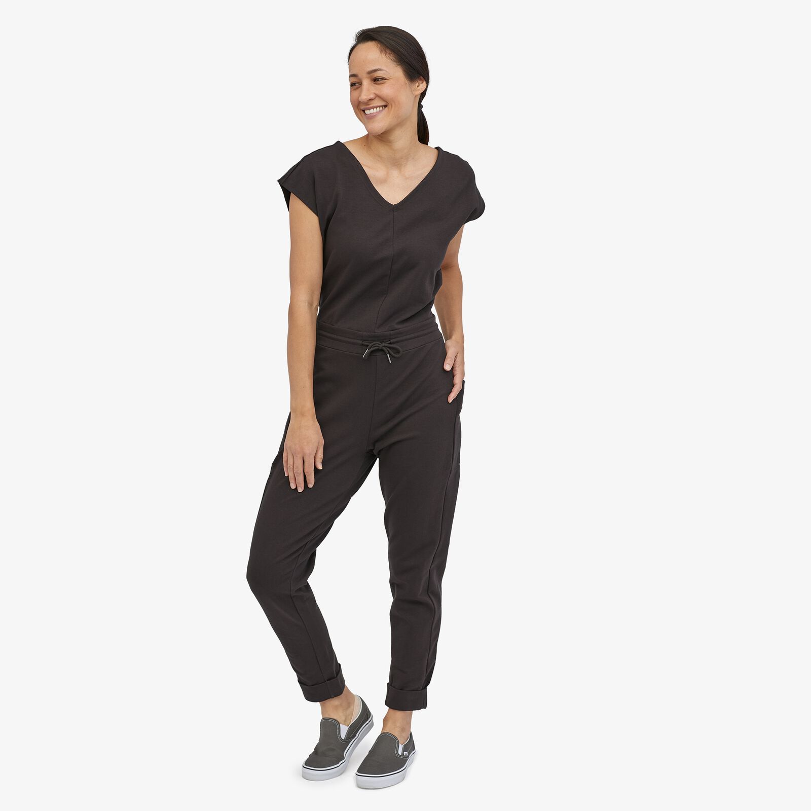 Patagonia Women's Organic Cotton Roaming Jumpsuit, Black / S