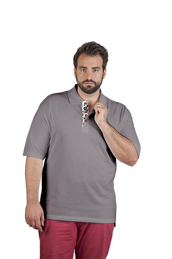 Superior Poloshirt "Graphic" 501 Plus Size Herren, Hellgrau, XXXL