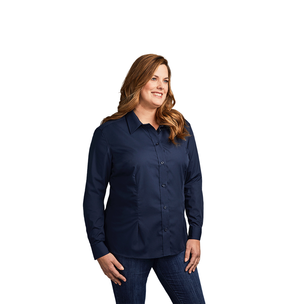 Business Langarm-Bluse Plus Size Damen, Marineblau, XXXL