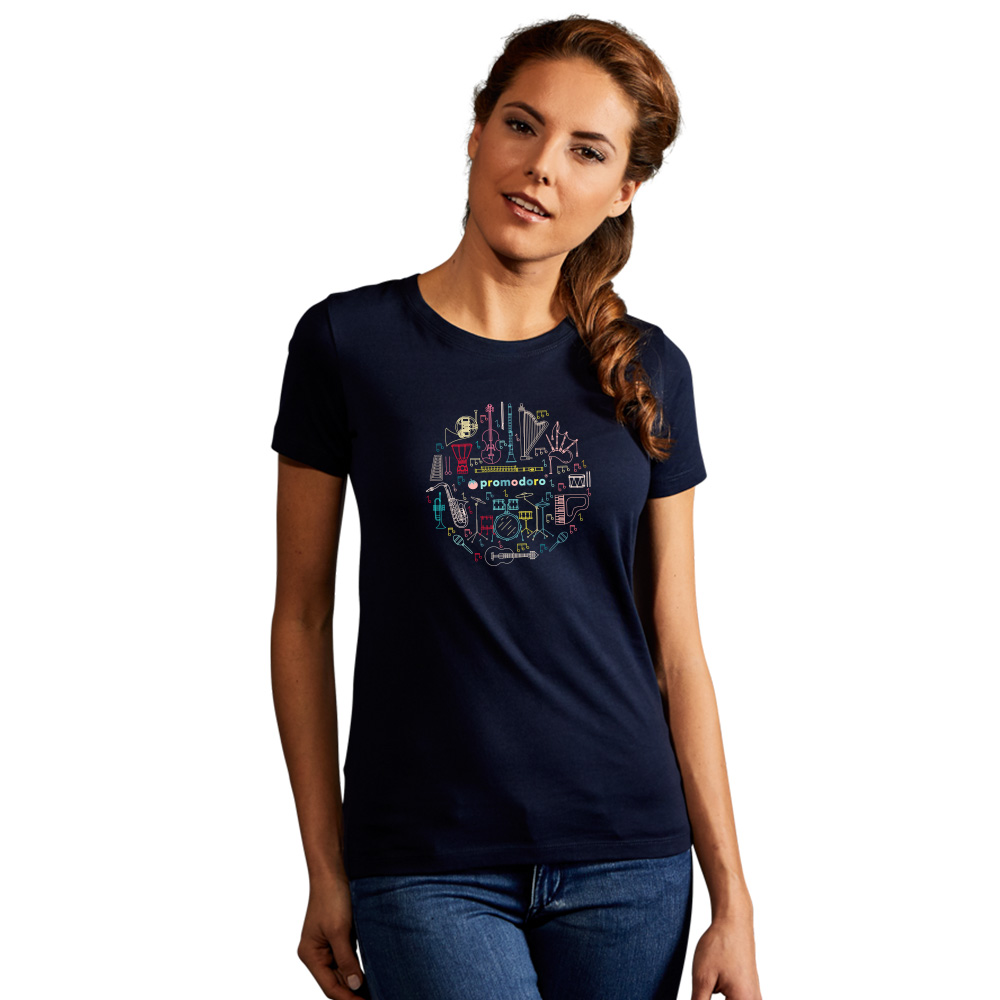 Print "promodoro orchestra" Premium T-Shirt Damen, Marineblau, XL