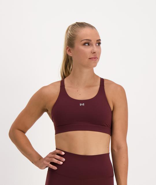 GYMNATION Women's Performance Boost Sports Bra, Wine Red / XS