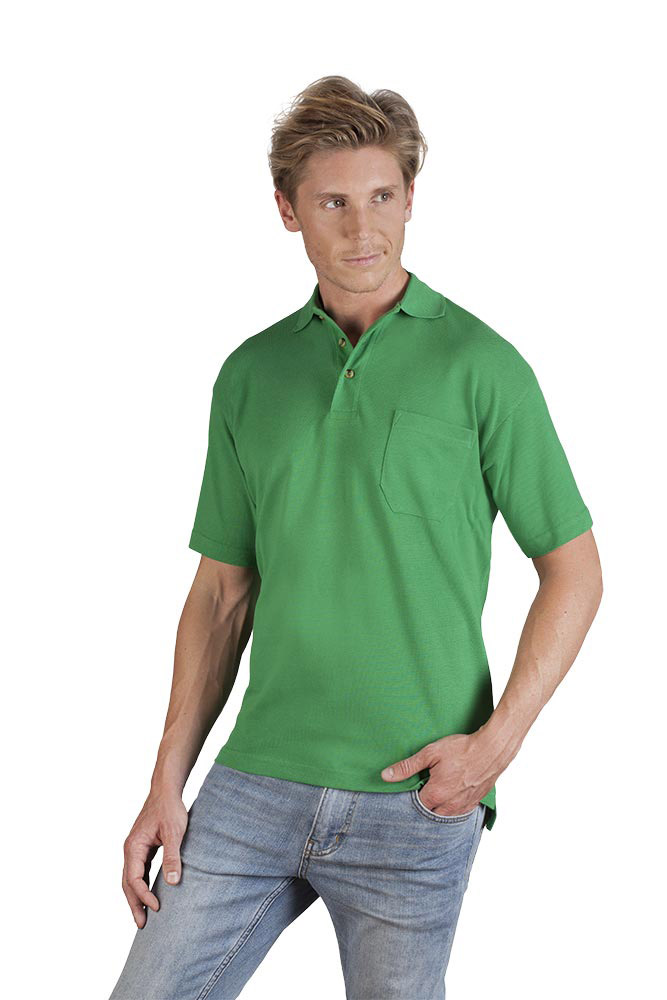 Heavy Poloshirt mit Brusttasche Herren Sale, Dunkelgrün, XXL
