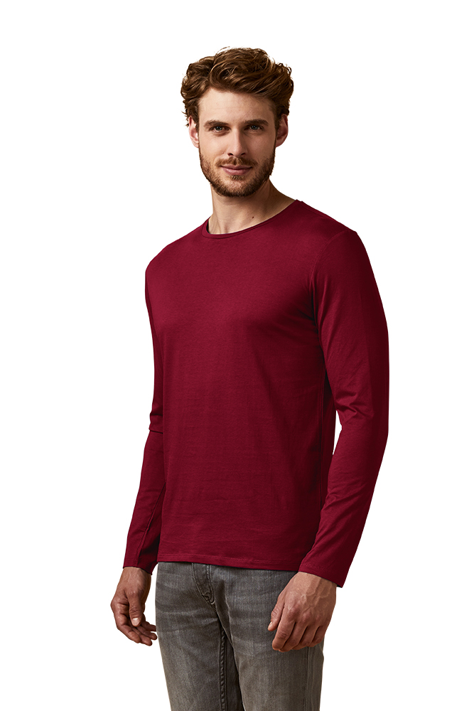 X.O Rundhals Langarmshirt Herren, Himbeere, XL