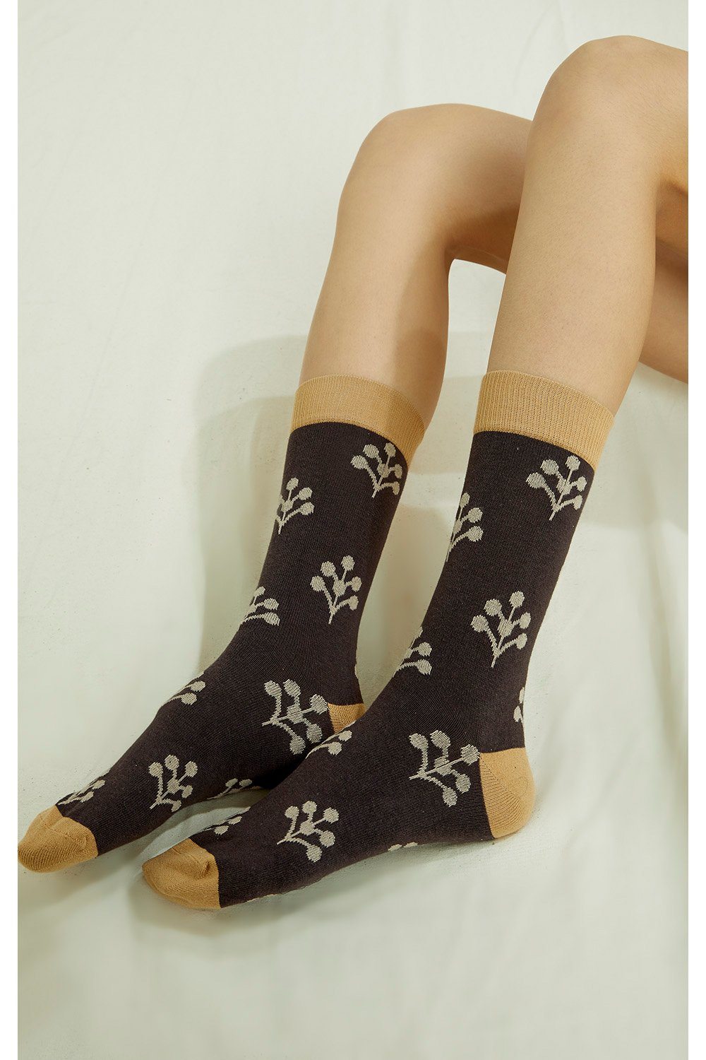 People Tree Unisex Motif Socks - Organic Certified Cotton, Brown Multi / 39-42