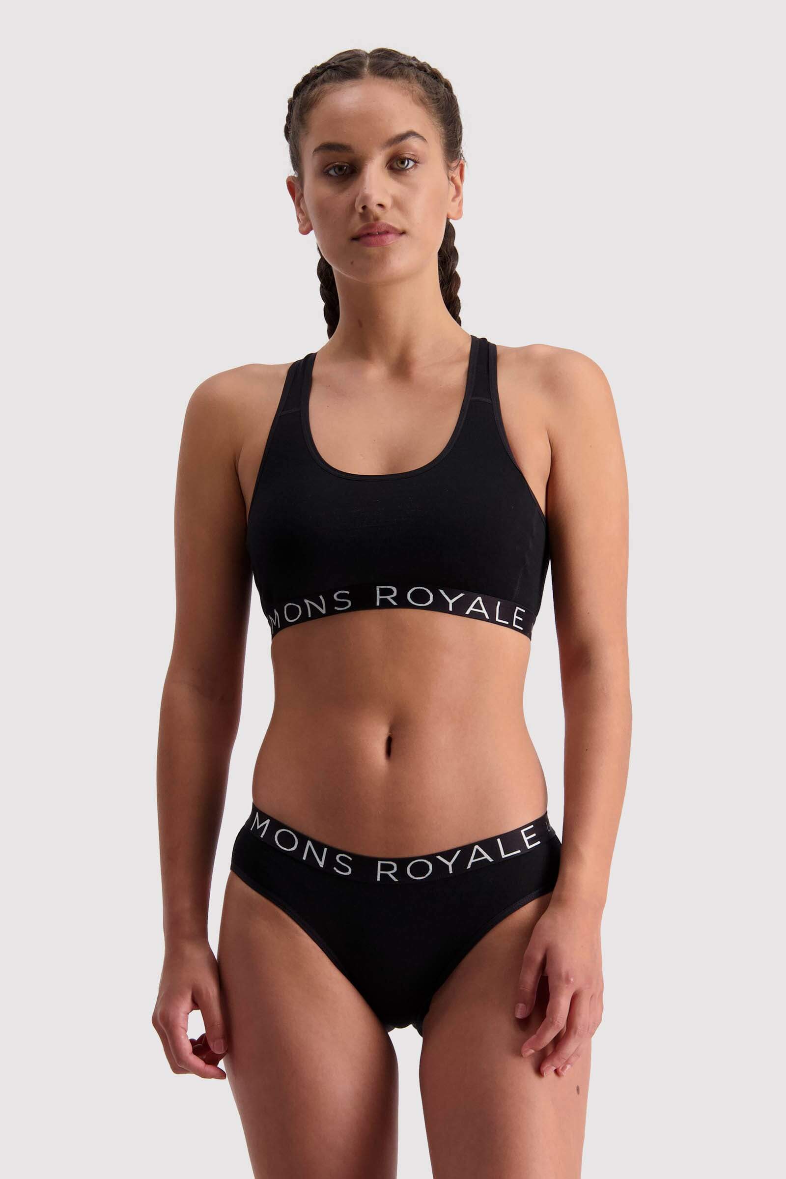 Mons Royale Women's Sierra Sports Bra - Merino wool, Black / M