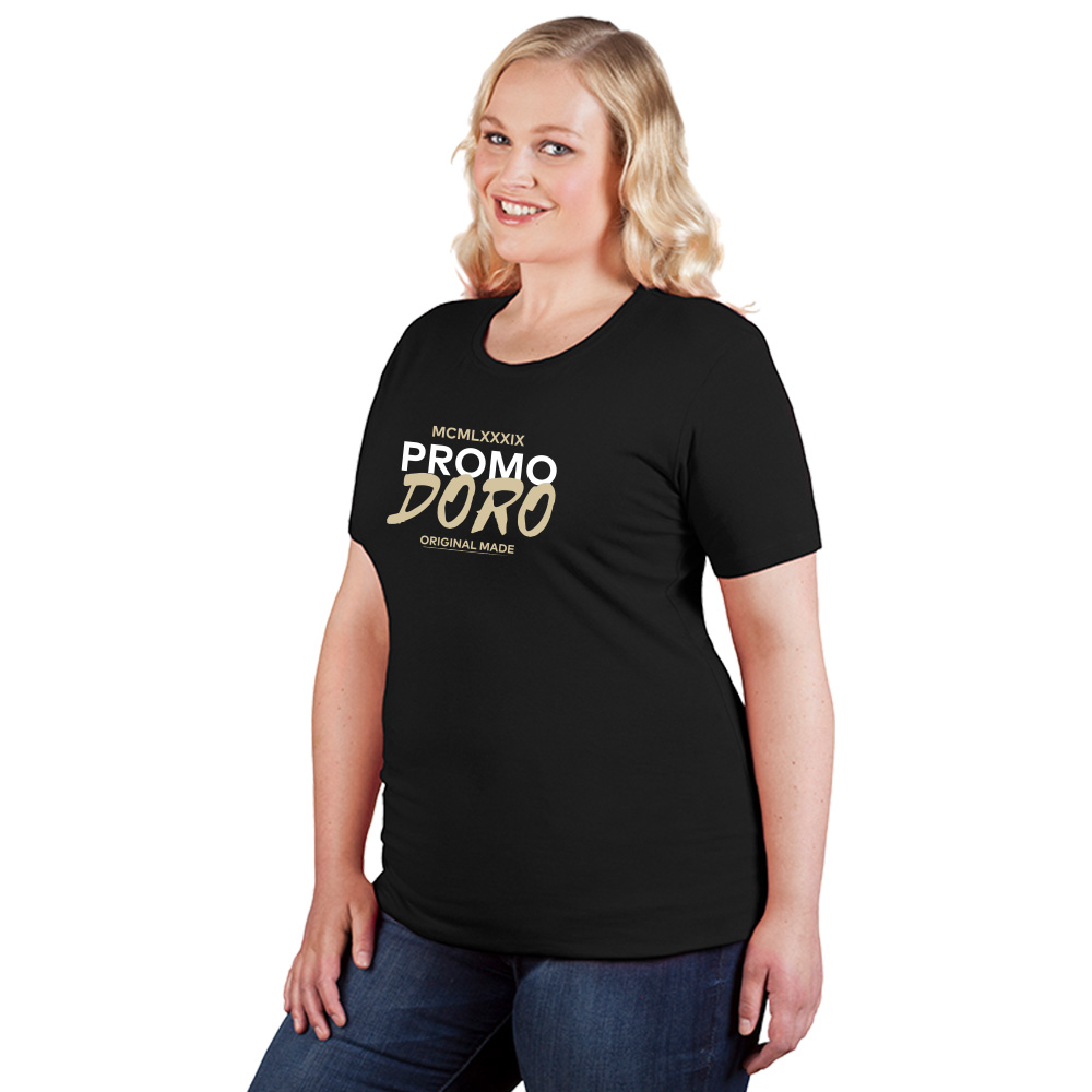Print "promodoro original made" Bio T-Shirt Plus Size Damen, Schwarz, XXL