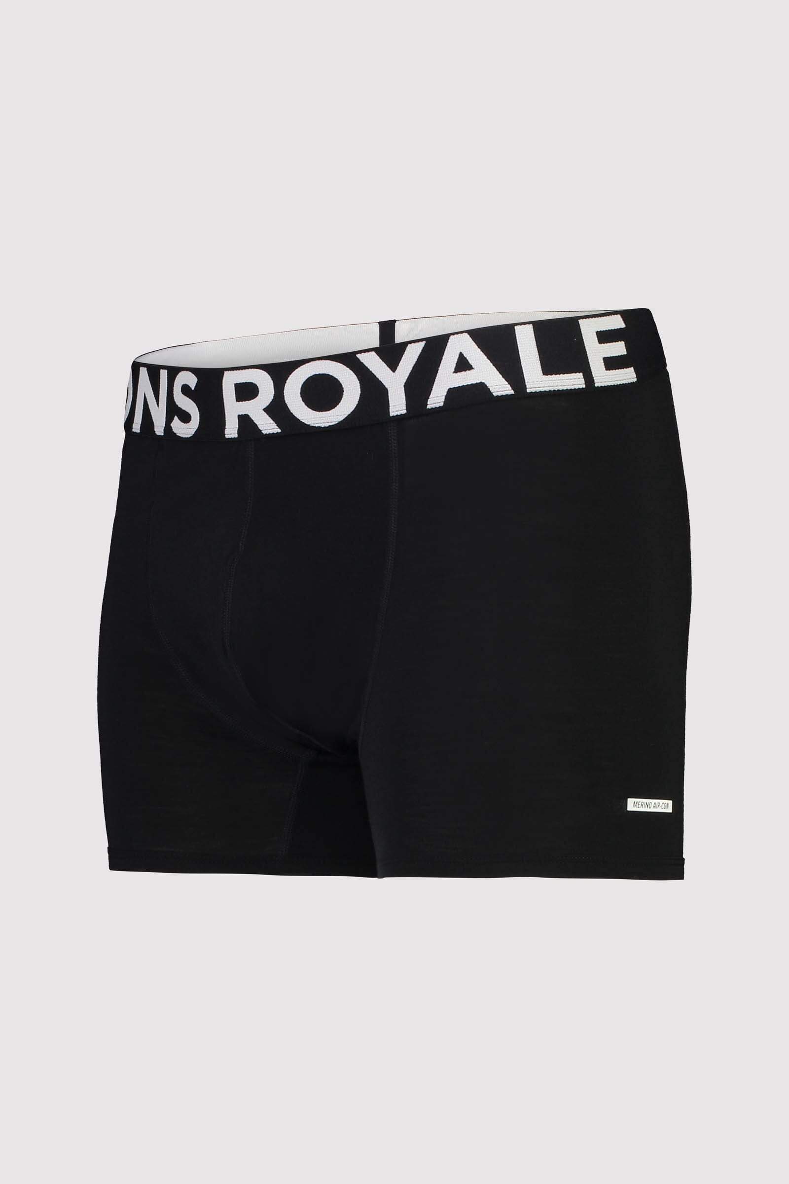 Mons Royale Men's Hold 'em Shorty Boxer - Merino wool, Black w/text / S