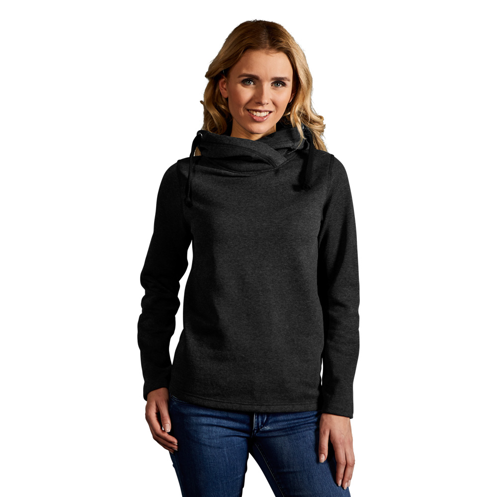 Heather Hoodie 60-40 Damen, Schwarz-Melange, L