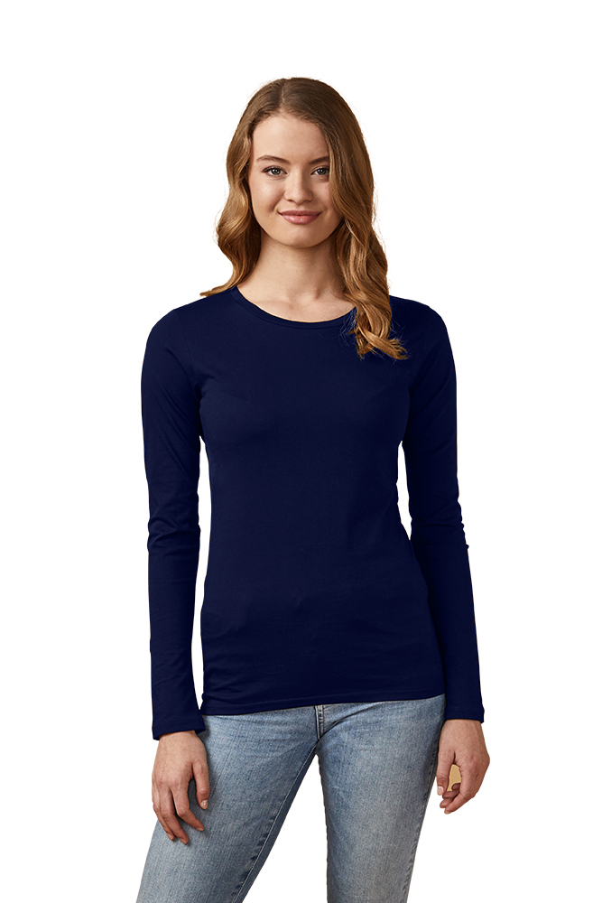 X.O Rundhals Langarmshirt Damen, Französisch-Marineblau, XL
