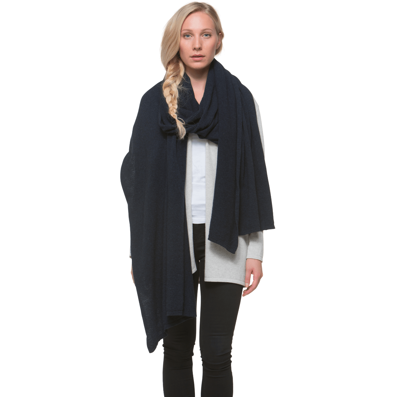 North Outdoor NAAVA Shawl - 100 % Merino Wool - Made in Finland, Navy