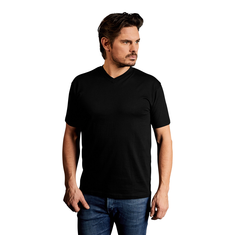 Premium V-Ausschnitt T-Shirt Herren, Schwarz, XL