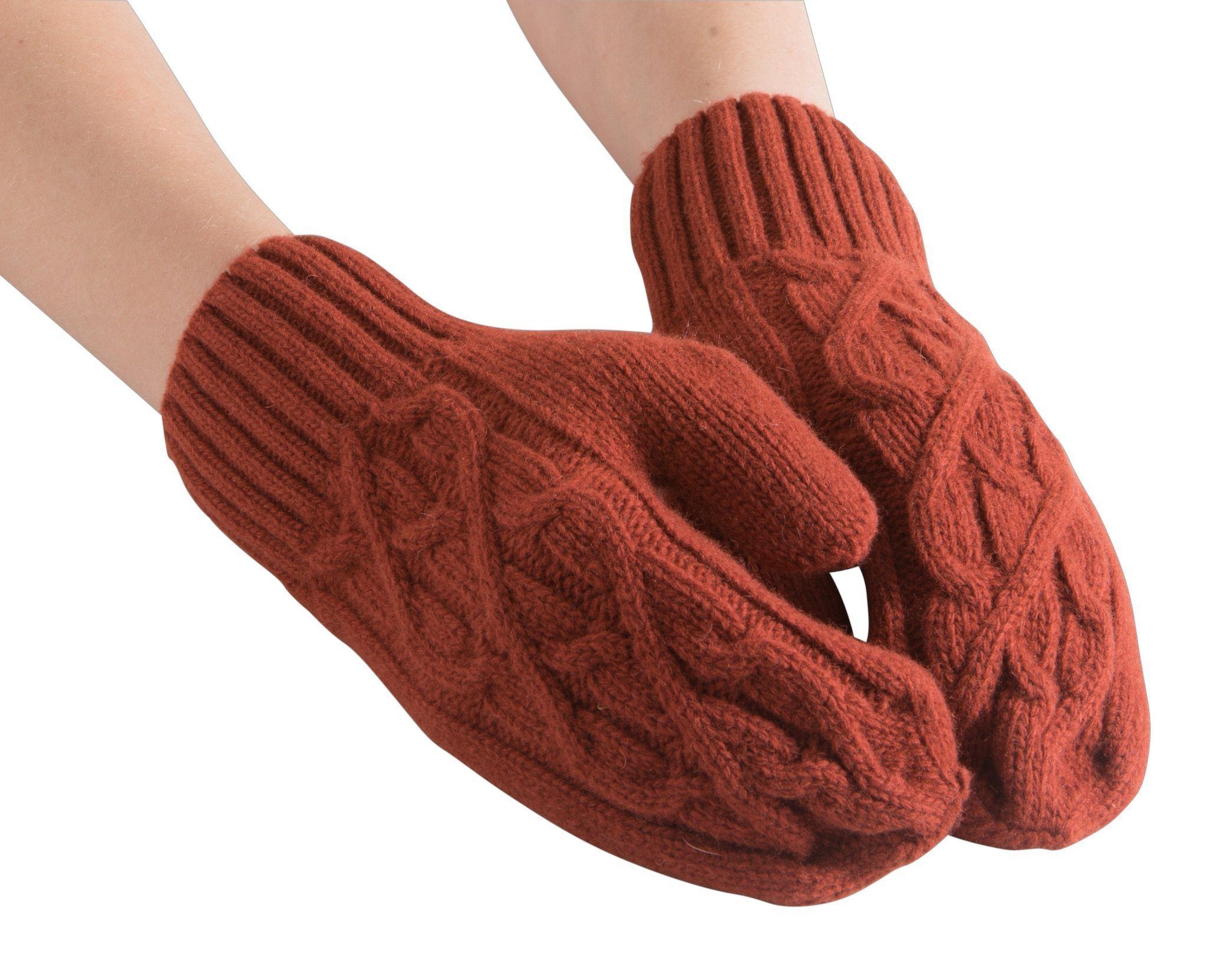 North Outdoor Havu Mittens - 100% Merino Wool - Made in Finland, Rust / S