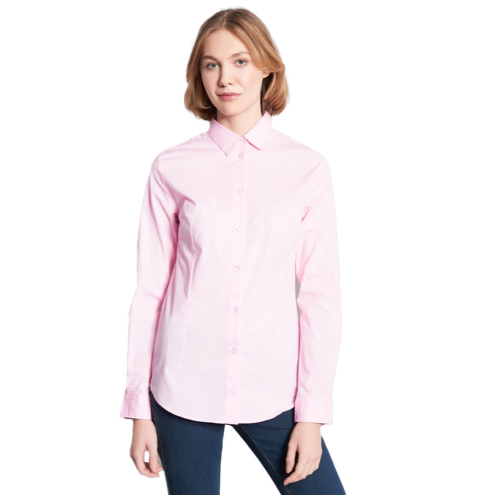 Slim-Fit Bluse Damen, hellrosa, L