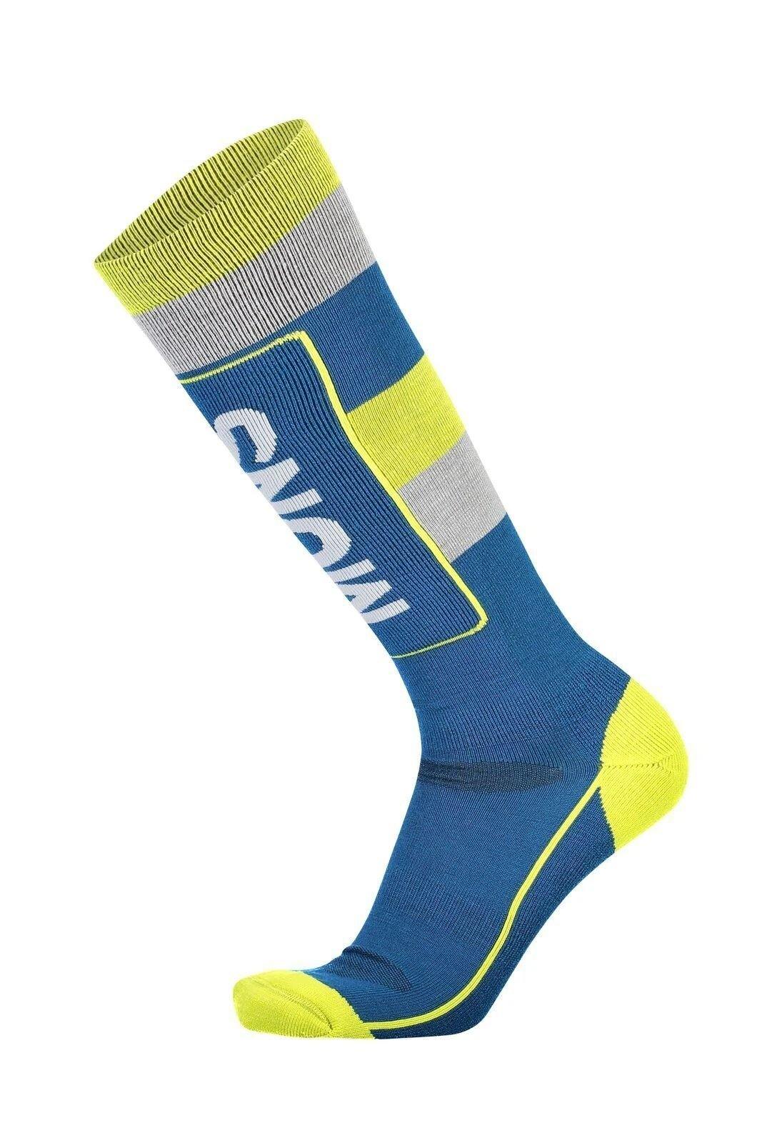 Mons Royale Men's Mons Tech Cushion Sock - Merino Wool, Oily Blue/ Grey/ Citrus / S (39-41)