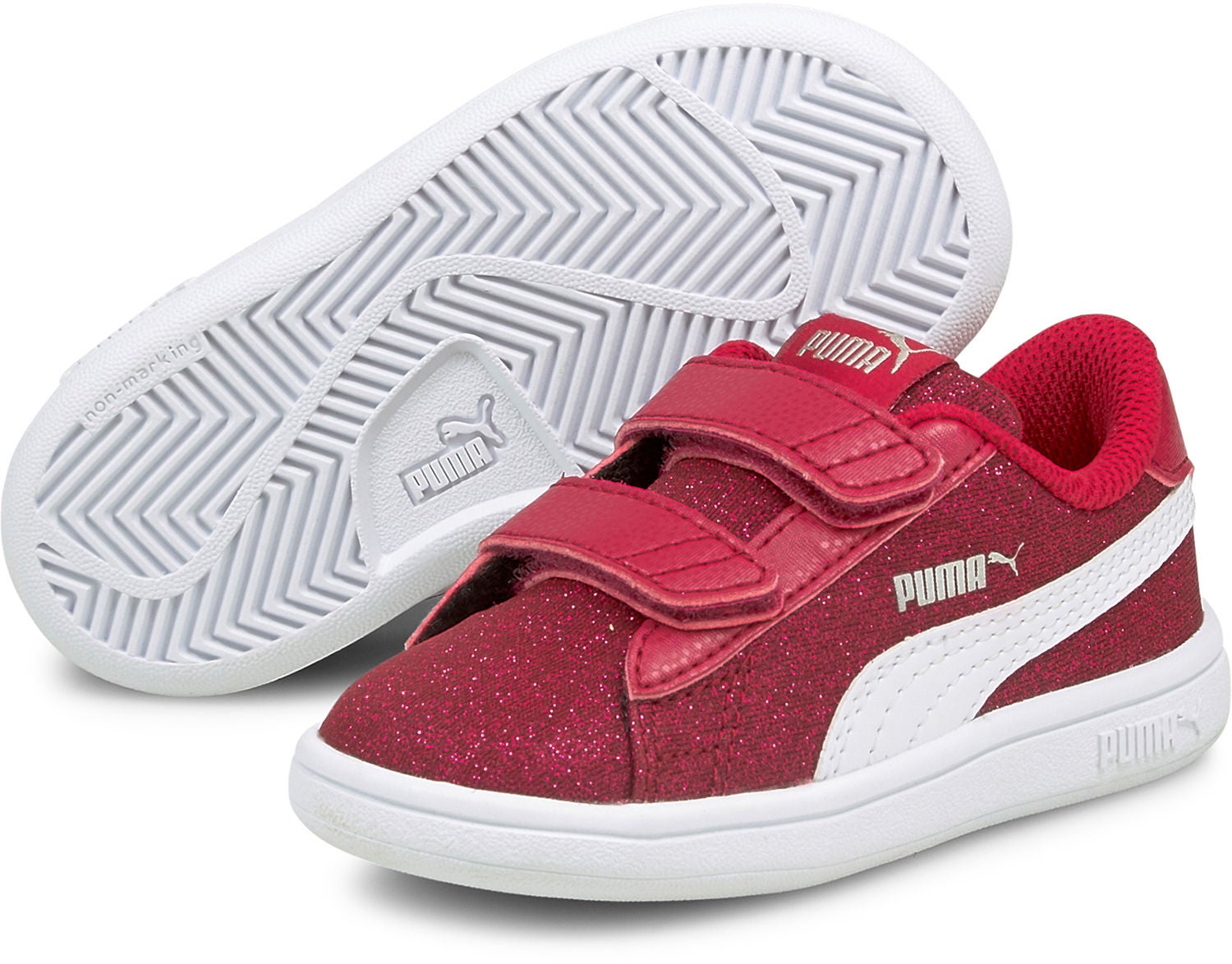Puma Smash v2 Glitz Glam V Inf Sneakers, Persian Red, 24