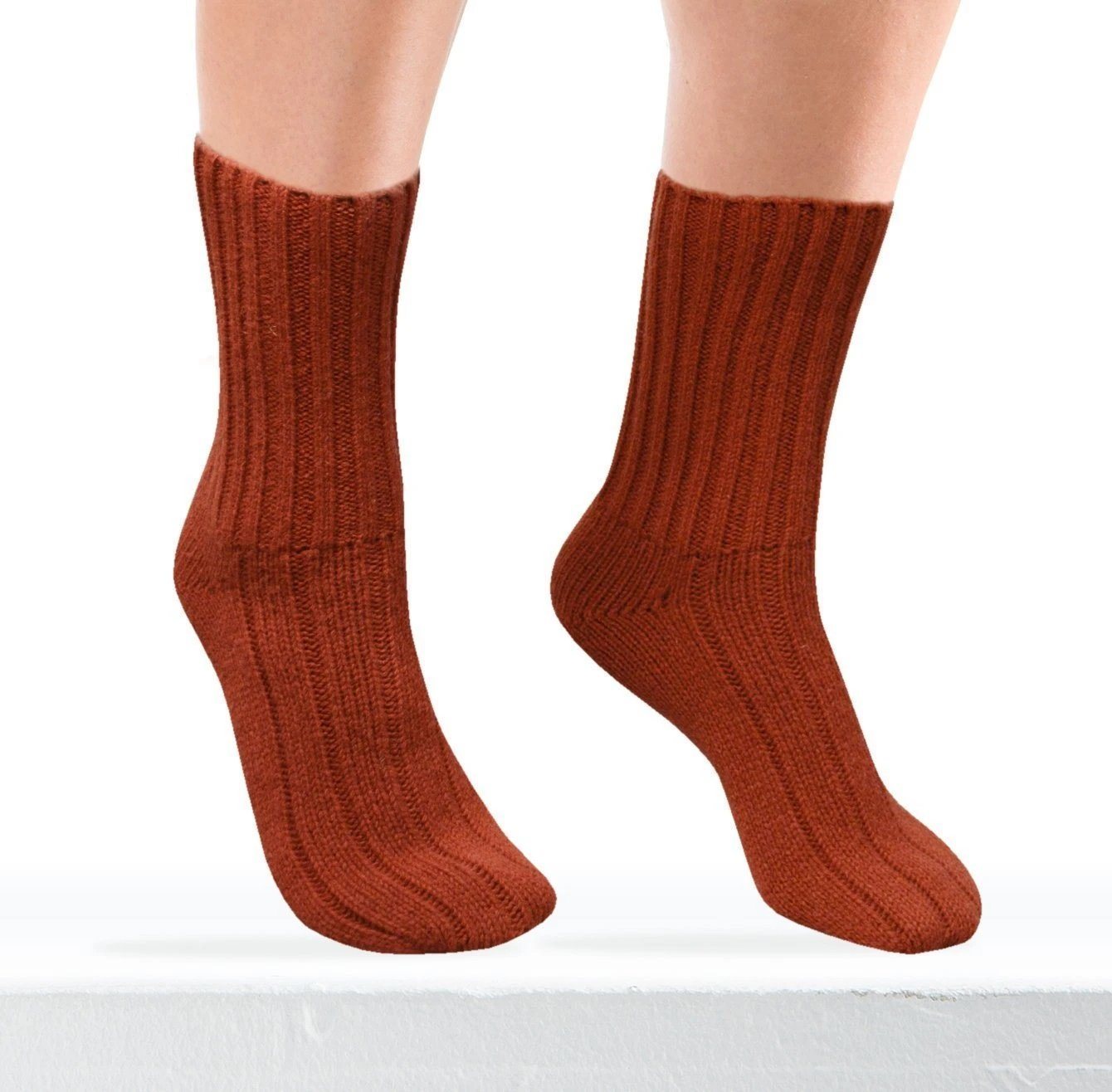 North Outdoor 100 % Merino Wool Socks - Made in Finland, Rust / 35-38