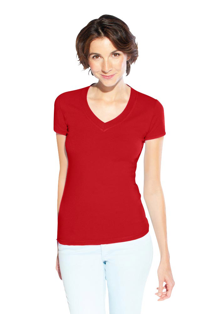Wellness V-Ausschnitt T-Shirt Damen Sale, Rot, XL