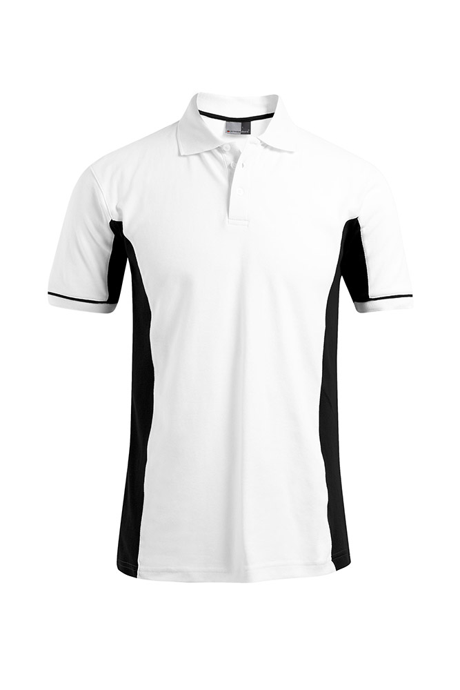 Funktions Kontrast Poloshirt Plus Size Herren, Weiß-Schwarz, XXXL