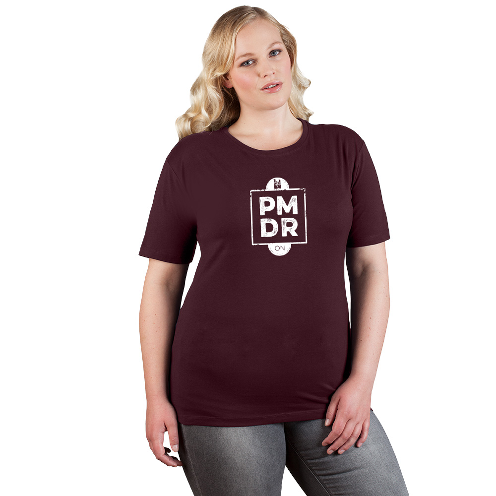 Print "promodoro rock on" Premium T-Shirt Plus Size Damen, Burgund, XXXL
