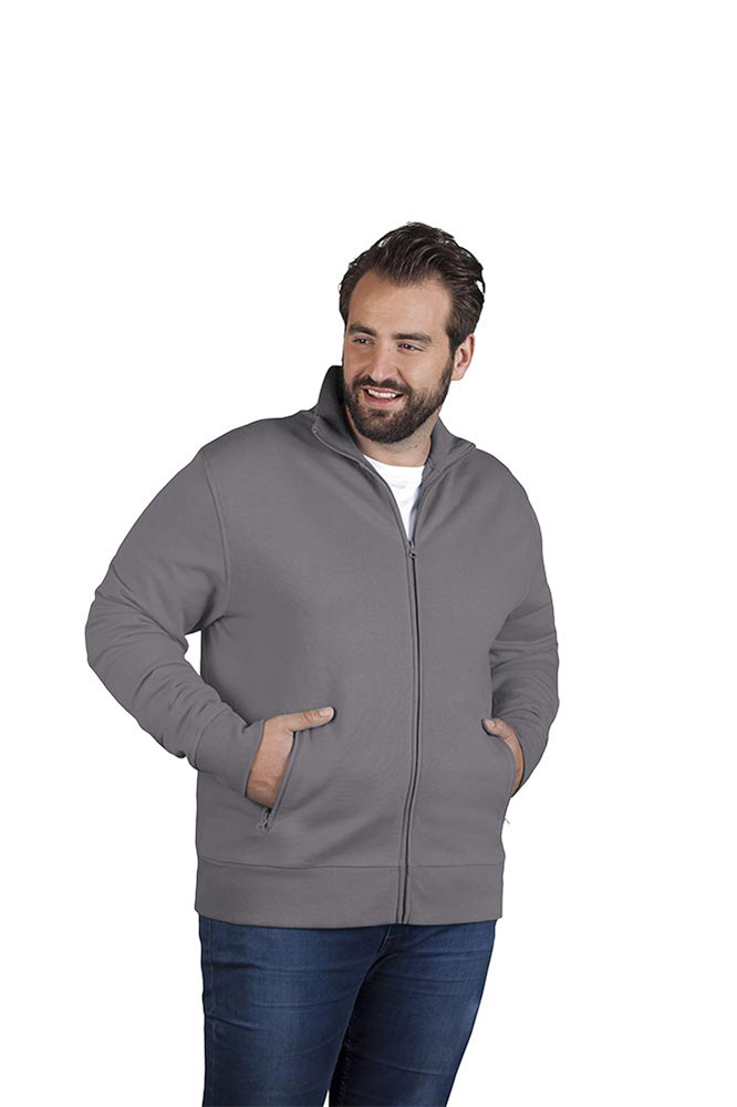 Stehkragen Zip Jacke Plus Size Herren Sale, Hellgrau, XXXL
