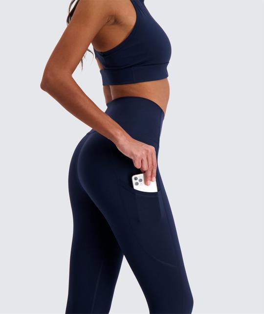 GYMNATION Women's High-waist Pocket Tights, Dark Navy / XS