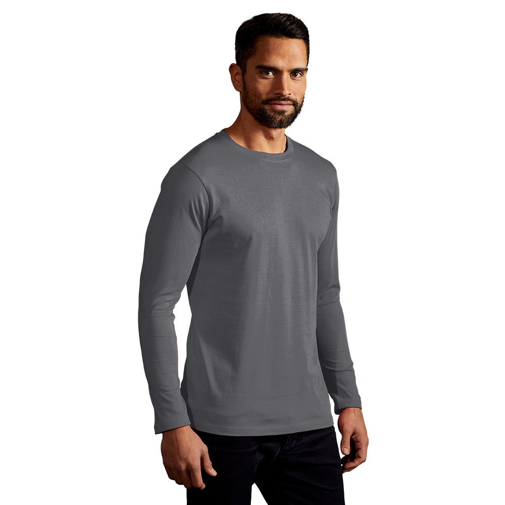 Premium Langarmshirt Herren, Stahlgrau, XL