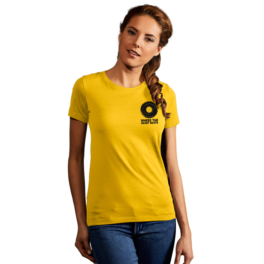 Print "promodoro heart beats" Premium T-Shirt Damen, Gelb, L