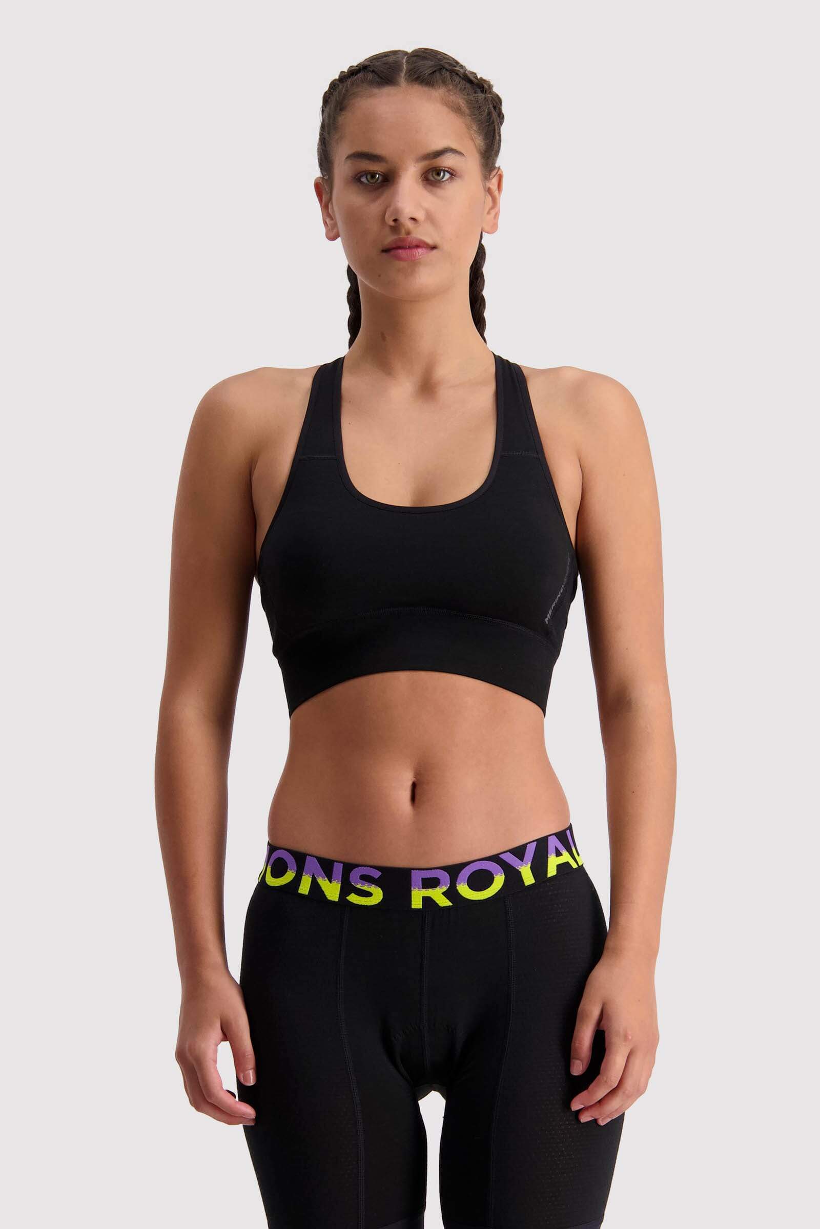 Mons Royale Women's Stratos Merino Shift Bra - Merino Wool, Black / S