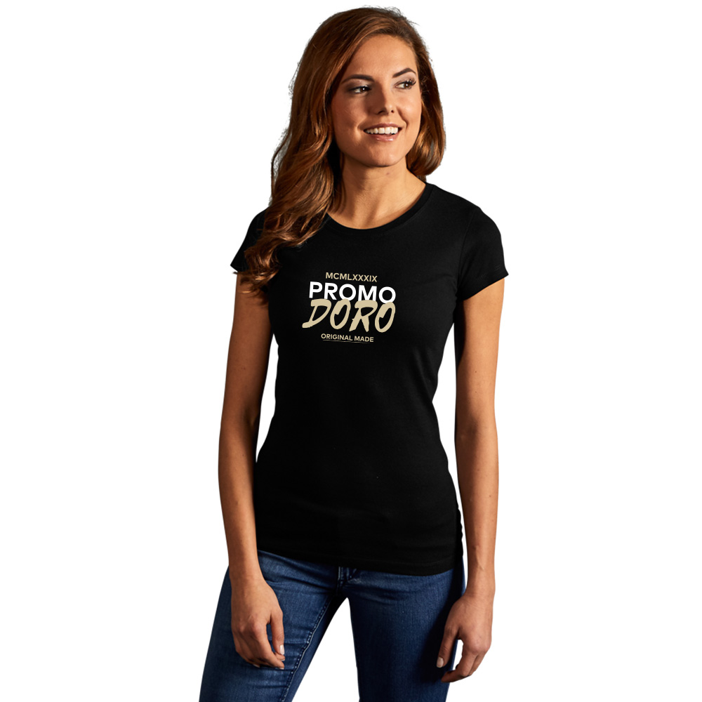 Print "promodoro original made" Bio T-Shirt Damen, Schwarz, XL